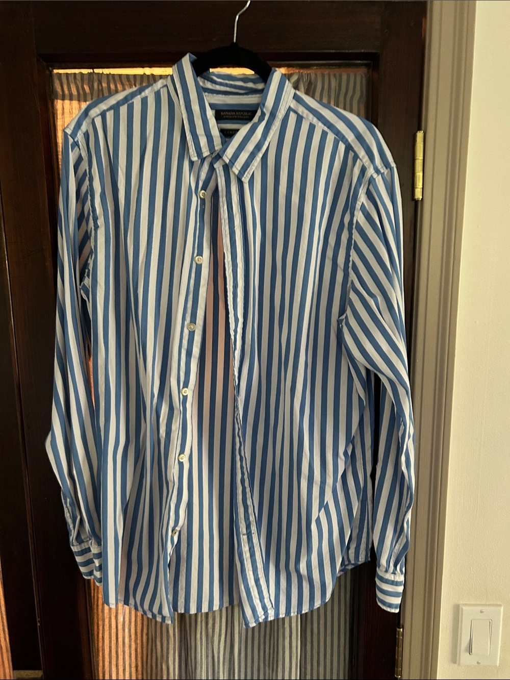 Banana Republic Blue and White Striped Dress Shirt